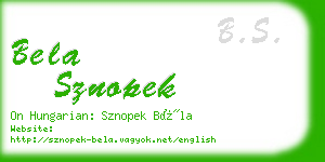 bela sznopek business card